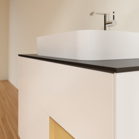 Тумба под раковину Villeroy & Boch Finion 100х50,1 см с подсветкой МДФ белый матовый лак/стекло черное матовое G372HFMT