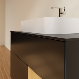 Тумба под раковину Villeroy & Boch Finion 100х50,1 см с подсветкой МДФ черный матовый лак/стекло черное матовое G372HFPD