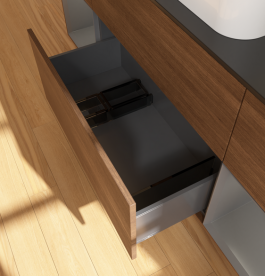 Тумба под раковину Villeroy & Boch Finion 160х50,1 см с подсветкой МДФ шпон грецкого ореха/стекло черное матовое G742GKGN