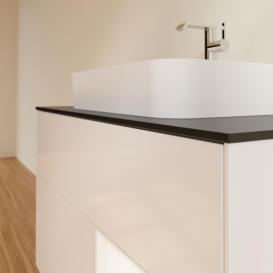 Тумба под раковину Villeroy & Boch Finion 100х50,1 см с подсветкой МДФ глянцевый белый лак/стекло черное матовое G372MTGF