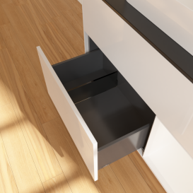 Тумба под раковину Villeroy & Boch Finion 100х50,1 см с подсветкой МДФ глянцевый белый лак/стекло черное матовое G372MTGF