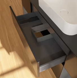 Тумба под раковину Villeroy & Boch Finion 160х50,1 см с подсветкой МДФ черный матовый лак/стекло черное матовое G742GKPD