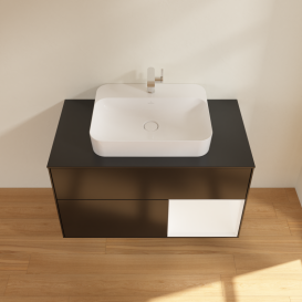 Тумба под раковину Villeroy & Boch Finion 100х50,1 см с подсветкой МДФ черный матовый лак/стекло черное матовое G372MTPD