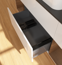 Тумба под раковину Villeroy & Boch Finion 160х50,1 см с подсветкой МДФ глянцевый белый лак/стекло черное матовое G742GNGF