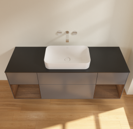 Тумба под раковину Villeroy & Boch Finion 160х50,1 см с подсветкой МДФ антрацит матовый лак/стекло черное матовое G742GNGK