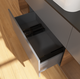 Тумба под раковину Villeroy & Boch Finion 160х50,1 см с подсветкой МДФ антрацит матовый лак/стекло черное матовое G742GNGK