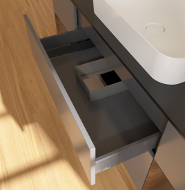 Тумба под раковину Villeroy & Boch Finion 160х50,1 см с подсветкой МДФ антрацит матовый лак/стекло черное матовое G742GNGK