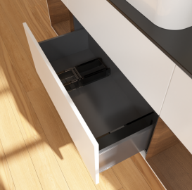 Тумба под раковину Villeroy & Boch Finion 160х50,1 см с подсветкой МДФ белый матовый лак/стекло черное матовое G742GNMT