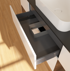 Тумба под раковину Villeroy & Boch Finion 160х50,1 см с подсветкой МДФ белый матовый лак/стекло черное матовое G742GNMT