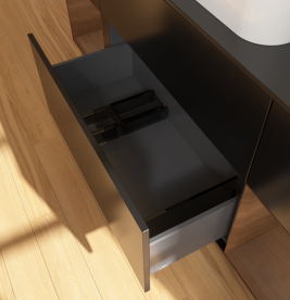 Тумба под раковину Villeroy & Boch Finion 160х50,1 см с подсветкой МДФ черный матовый лак/стекло черное матовое G742GNPD