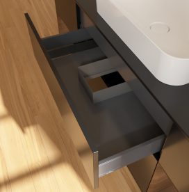 Тумба под раковину Villeroy & Boch Finion 160х50,1 см с подсветкой МДФ черный матовый лак/стекло черное матовое G742GNPD