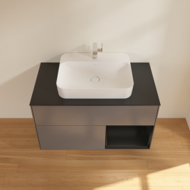 Тумба под раковину Villeroy & Boch Finion 100х50,1 см с подсветкой МДФ антрацит матовый лак/стекло черное матовое G372PDGK