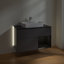 Тумба под раковину Villeroy & Boch Finion 100х50,1 см с подсветкой МДФ антрацит матовый лак/стекло черное матовое G372PDGK
