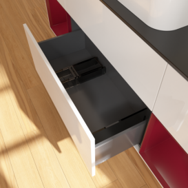 Тумба под раковину Villeroy & Boch Finion 160х50,1 см с подсветкой МДФ глянцевый белый лак/стекло черное матовое G742HBGF