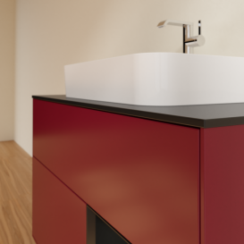 Тумба под раковину Villeroy & Boch Finion 100х50,1 см с подсветкой МДФ пион матовый лак/стекло черное матовое G372PDHB