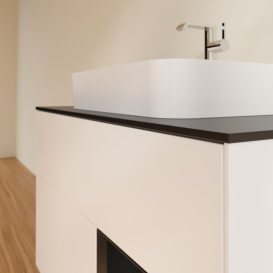 Тумба під раковину Villeroy & Boch Finion 100х50,1 см із підсвічуванням МДФ білий матовий лак/скло чорне матове G372PDMT