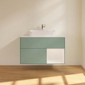 Тумба под раковину Villeroy & Boch Finion 100х50,1 см с подсветкой МДФ оливковый матовый лак/стекло белое матовое G371GFGM