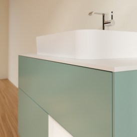 Тумба под раковину Villeroy & Boch Finion 100х50,1 см с подсветкой МДФ оливковый матовый лак/стекло белое матовое G371GFGM