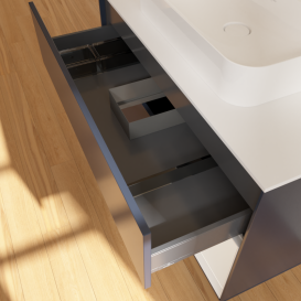 Тумба под раковину Villeroy & Boch Finion 100х50,1 см с подсветкой МДФ темно-синий матовый лак/стекло белое матовое G371GFHG