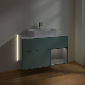 Тумба под раковину Villeroy & Boch Finion 100х50,1 см с подсветкой МДФ оливковый матовый лак/стекло белое матовое G371GKGM