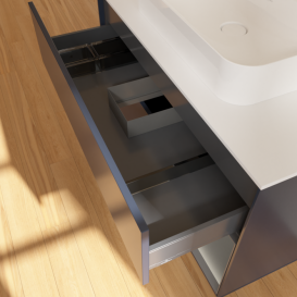 Тумба под раковину Villeroy & Boch Finion 100х50,1 см с подсветкой МДФ темно-синий матовый лак/стекло белое матовое G371GKHG