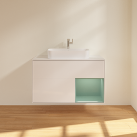 Тумба под раковину Villeroy & Boch Finion 100х50,1 см с подсветкой МДФ глянцевый белый лак/стекло белое матовое G371GMGF