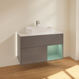 Тумба под раковину Villeroy & Boch Finion 100х50,1 см с подсветкой МДФ антрацит матовый лак/стекло белое матовое G371GMGK