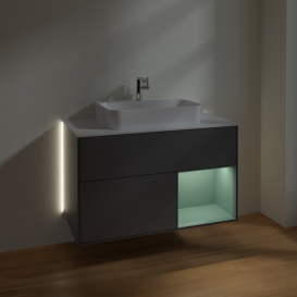 Тумба под раковину Villeroy & Boch Finion 100х50,1 см с подсветкой МДФ антрацит матовый лак/стекло белое матовое G371GMGK