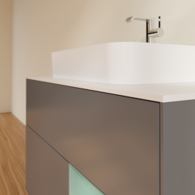 Тумба под раковину Villeroy & Boch Finion 100х50,1 см с подсветкой МДФ антрацит матовый лак/стекло белое матовое G371GMGK