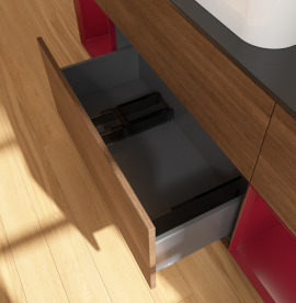 Тумба под раковину Villeroy & Boch Finion 160х50,1 см с подсветкой МДФ шпон грецкого ореха/стекло черное матовое G742HBGN