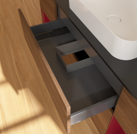 Тумба под раковину Villeroy & Boch Finion 160х50,1 см с подсветкой МДФ шпон грецкого ореха/стекло черное матовое G742HBGN