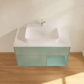 Тумба под раковину Villeroy & Boch Finion 100х50,1 см с подсветкой МДФ оливковый матовый лак/стекло белое матовое G371GMGM