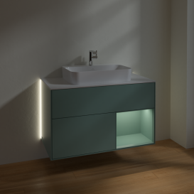 Тумба под раковину Villeroy & Boch Finion 100х50,1 см с подсветкой МДФ оливковый матовый лак/стекло белое матовое G371GMGM