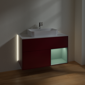 Тумба под раковину Villeroy & Boch Finion 100х50,1 см с подсветкой МДФ пион матовый лак/стекло белое матовое G371GMHB