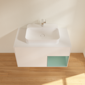 Тумба под раковину Villeroy & Boch Finion 100х50,1 см с подсветкой МДФ белый матовый лак/стекло белое матовое G371GMMT