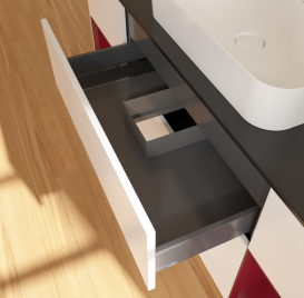 Тумба под раковину Villeroy & Boch Finion 160х50,1 см с подсветкой МДФ белый матовый лак/стекло черное матовое G742HBMT