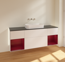 Тумба под раковину Villeroy & Boch Finion 160х50,1 см с подсветкой МДФ белый матовый лак/стекло черное матовое G742HBMT