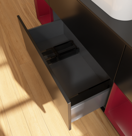 Тумба под раковину Villeroy & Boch Finion 160х50,1 см с подсветкой МДФ черный матовый лак/стекло черное матовое G742HBPD