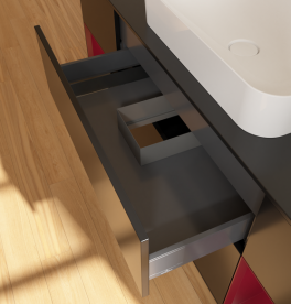 Тумба под раковину Villeroy & Boch Finion 160х50,1 см с подсветкой МДФ черный матовый лак/стекло черное матовое G742HBPD