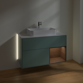 Тумба под раковину Villeroy & Boch Finion 100х50,1 см с подсветкой МДФ оливковый матовый лак/стекло белое матовое G371GNGM