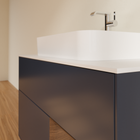 Тумба под раковину Villeroy & Boch Finion 100х50,1 см с подсветкой МДФ темно-синий матовый лак/стекло белое матовое G371GNHG