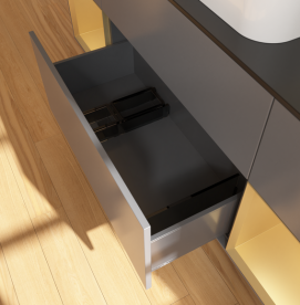 Тумба под раковину Villeroy & Boch Finion 160х50,1 см с подсветкой МДФ антрацит матовый лак/стекло черное матовое G742HFGK