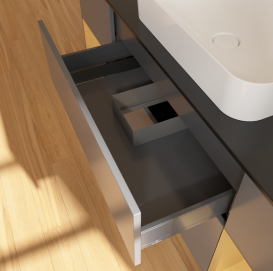 Тумба под раковину Villeroy & Boch Finion 160х50,1 см с подсветкой МДФ антрацит матовый лак/стекло черное матовое G742HFGK