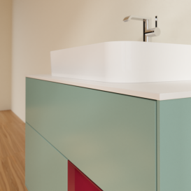 Тумба под раковину Villeroy & Boch Finion 100х50,1 см с подсветкой МДФ оливковый матовый лак/стекло белое матовое G371HBGM