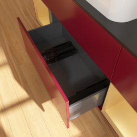 Тумба под раковину Villeroy & Boch Finion 160х50,1 см с подсветкой МДФ пион матовый лак/стекло черное матовое G742HFHB