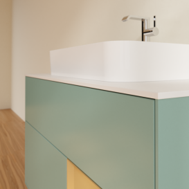 Тумба под раковину Villeroy & Boch Finion 100х50,1 см с подсветкой МДФ оливковый матовый лак/стекло белое матовое G371HFGM