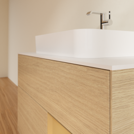 Тумба под раковину Villeroy & Boch Finion 100х50,1 см с подсветкой МДФ шпон дуба/стекло белое матовое G371HFPC