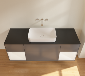 Тумба под раковину Villeroy & Boch Finion 160х50,1 см с подсветкой МДФ антрацит матовый лак/стекло черное матовое G742MTGK