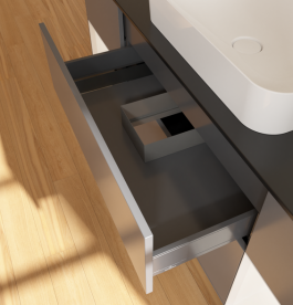 Тумба под раковину Villeroy & Boch Finion 160х50,1 см с подсветкой МДФ антрацит матовый лак/стекло черное матовое G742MTGK