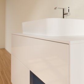 Тумба под раковину Villeroy & Boch Finion 100х50,1 см с подсветкой МДФ глянцевый белый лак/стекло белое матовое G371HGGF